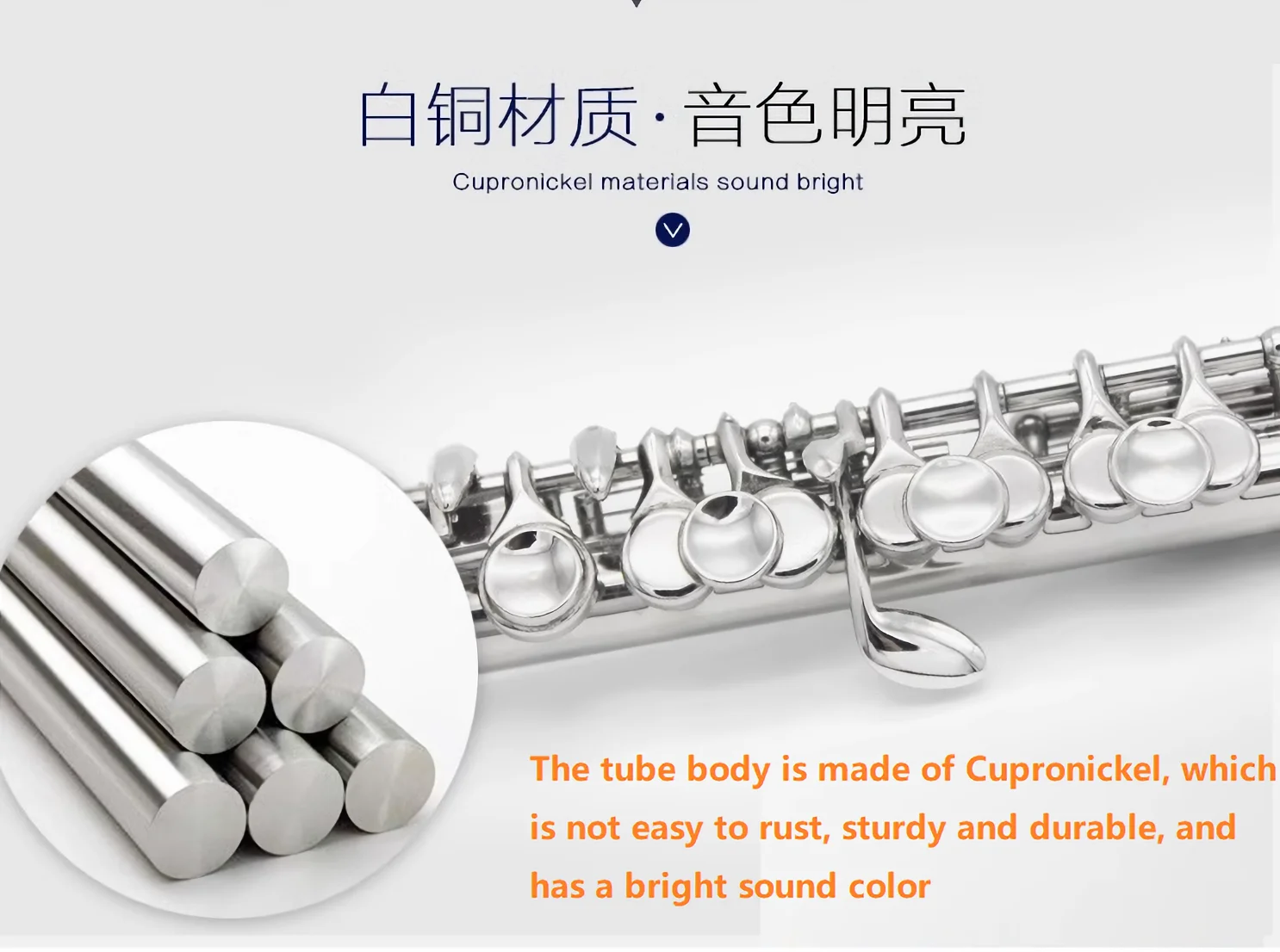 1PC Piccolo in C key Cupronickel Nickel Plated Wind Instrument Flute with Case