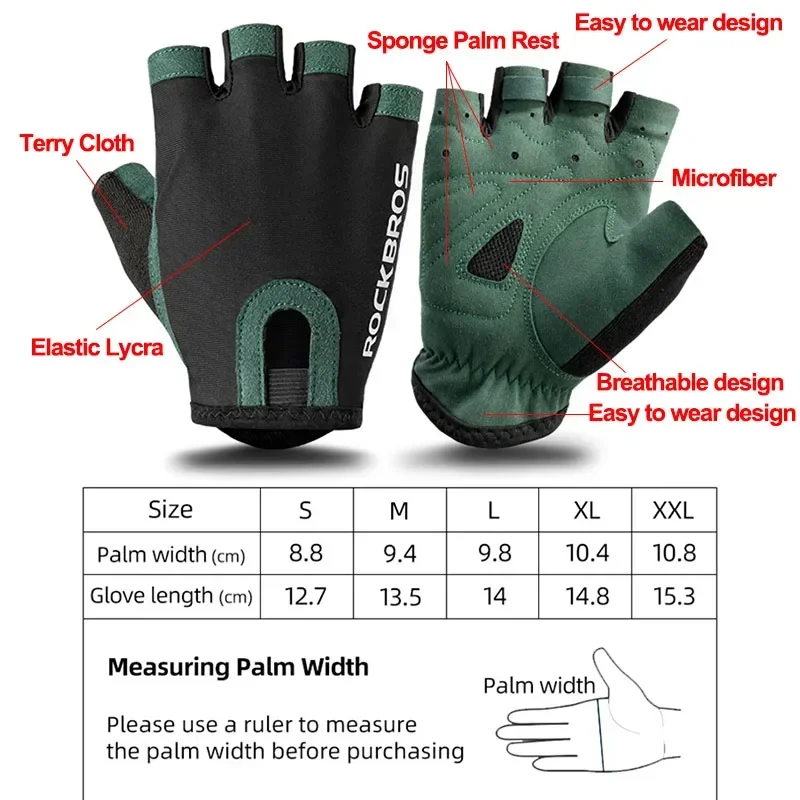 Sports Half Finger Gloves Road Bike MTB Gloves Microfiber Wear Resistant Gym Training Fingerless Glove Half Finger Bicycle Cycling Equipment