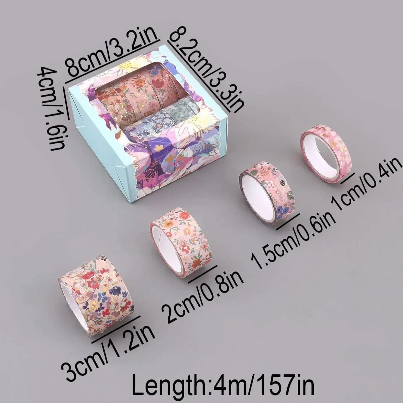 9롤/박스 절묘한 꽃무늬 와시 테이프, 금박 공예, DIY 선물 포장, 노트북 장식 재료