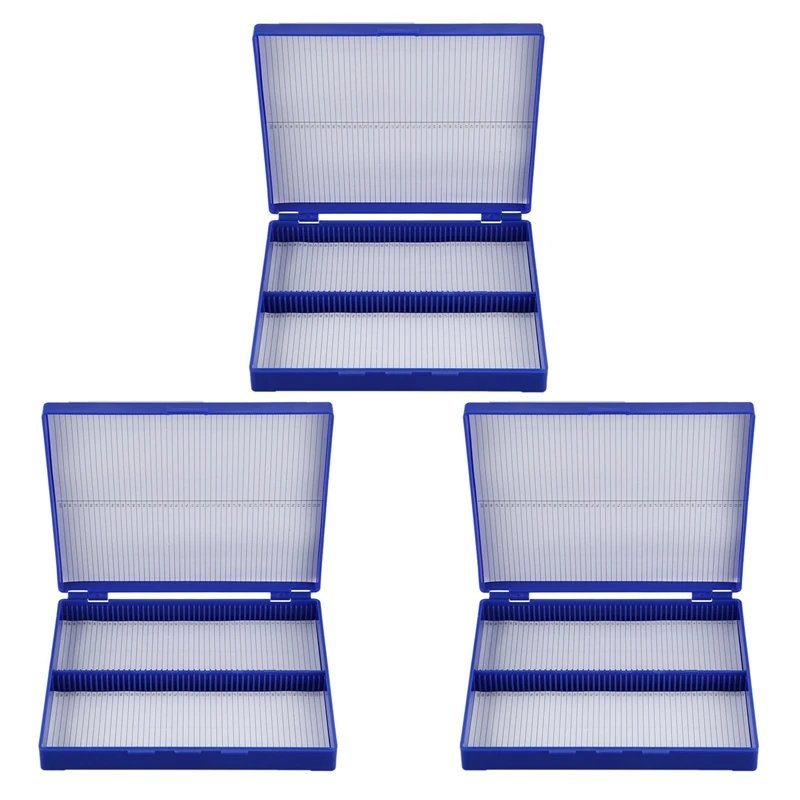 AT13 Royal Blue Plastic Rectangle Hold 300 Microslide Slide Microscope Box