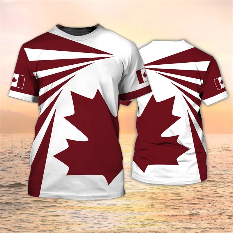 Canada Flag T-shirt Men's Maple Leaf Pattern Short Sleeved T Shirt Summer Casual Top Hip Hop T Shirts Women's Sports Clothes - 3