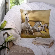

Custom Horse Square Pillowcase Polyester Linen Velvet Printed Zip Decor Pillow Case Car 22119-33