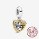 2022 New 925 Sterling Silver circular Beaded Golden Heart-Shaped Birthday Candle Charm Fit Original Pandora Bracelet DIY Jewelry mens rings 925 Silver Jewelry