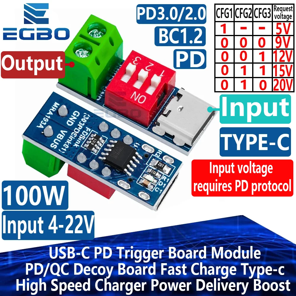 1pcs 5pcs 10pcs usb c pd trigger board module pd qc decoy fast charge