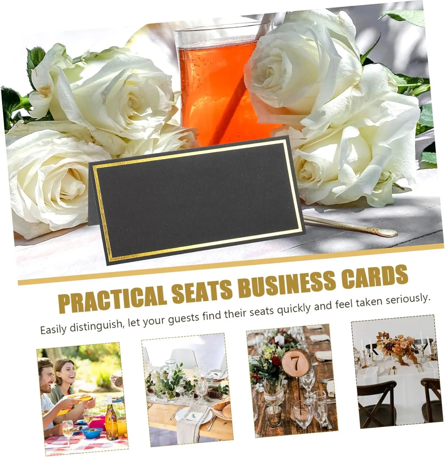 Black Gold Name Place Card Wedding Seating Number Card Table Decor 10/20/50pcs