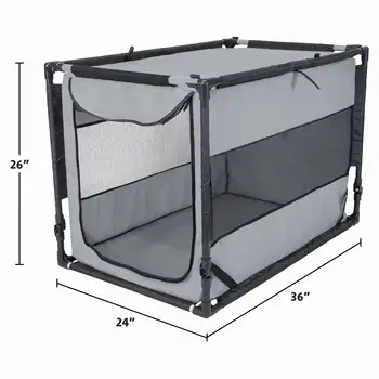 Dog Kennels and Crates Portable Folding Pet Kennel Gray Large Features Simple Assembly Solid Frame Easy Storage 2