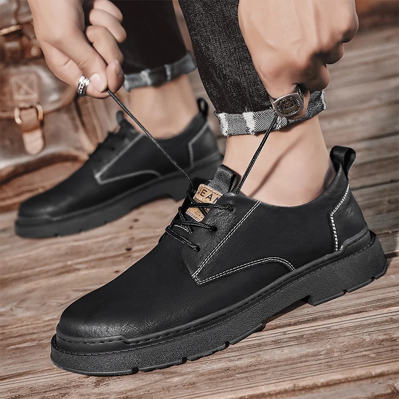 

Мокасины мужские кожаные на шнуровке, туфли-оксфорды, модная повседневная обувь, ручная работа