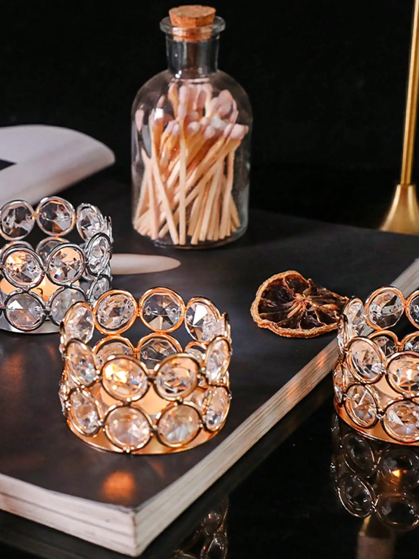 Wedding Valentine's Day Decoration Crystal Tea Lamp Candlestick Family Table Center Decoration Home Decoration Gift Box 1PC candle holders