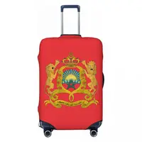Custom Kingdom Of Morocco Travel Luggage Cover Washable Moroccan Patriotic Suitcase Cover Protector Fit 18-32 Inch 1