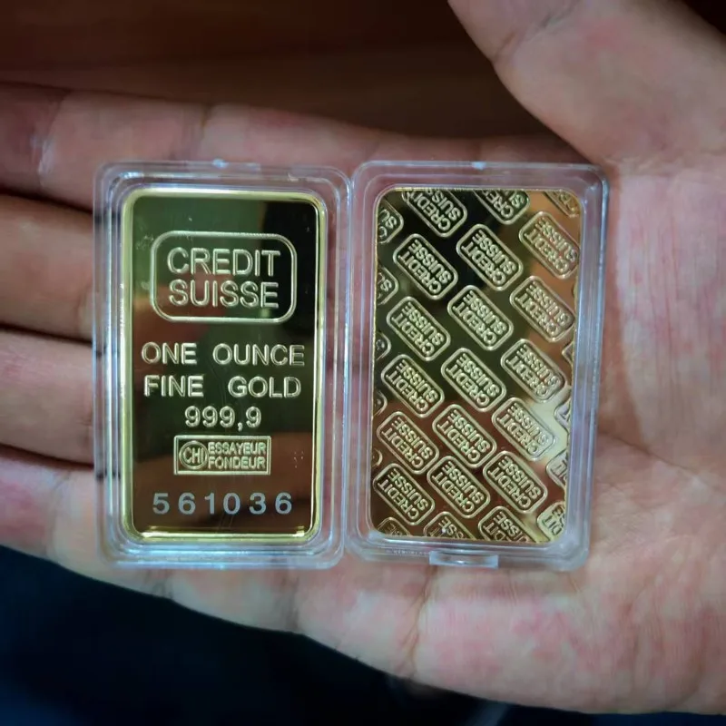 1 ~ 10 Uds. Suiza de crédito, barra de oro de 1 oz, réplica de lingotes de oro, moneda de barra de lingotes de oro chapada en oro de 24k no magnética coleccionable