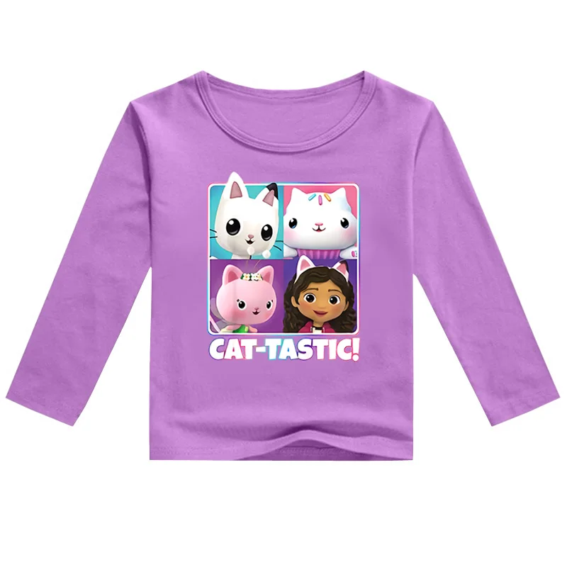 

New Anime Gabbys Cat Dollhouse T Shirt Kids Casual Clothes Baby Girls Cartoon T-shirt Boys Long Sleeves Tops Children's Clothing