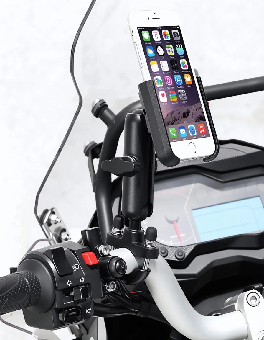 Supporto per Telefono Cellulare da Moto e Bicicletta, Montaggio su Manubrio per MTB, Stand per Cellulare Compatibile con iPhone, Samsung, Xiaomi - immagine 2