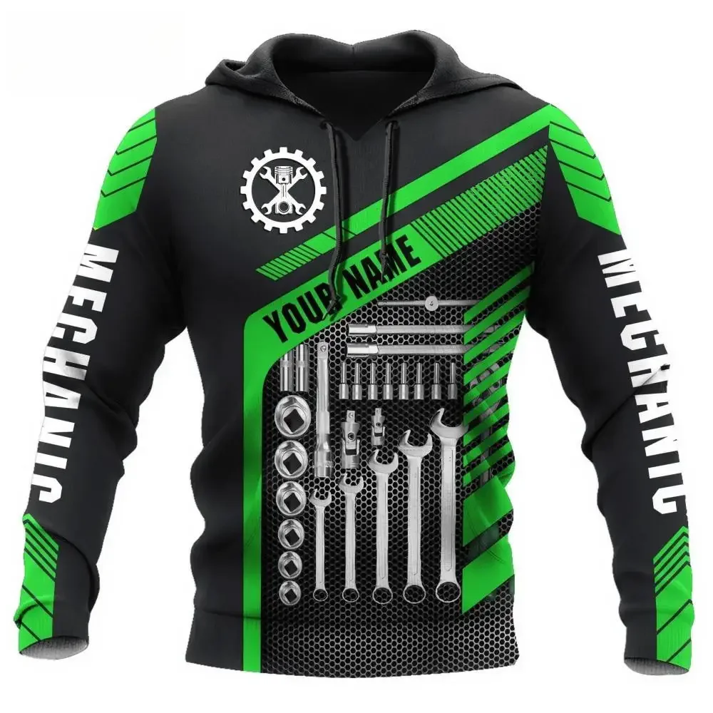 Hot Mechanic Beer Billiards Skull Men' Hoodie Sweatshirt 3D Print Fashion Autumn Winter Casual Coat Unisex Oversized Clothing