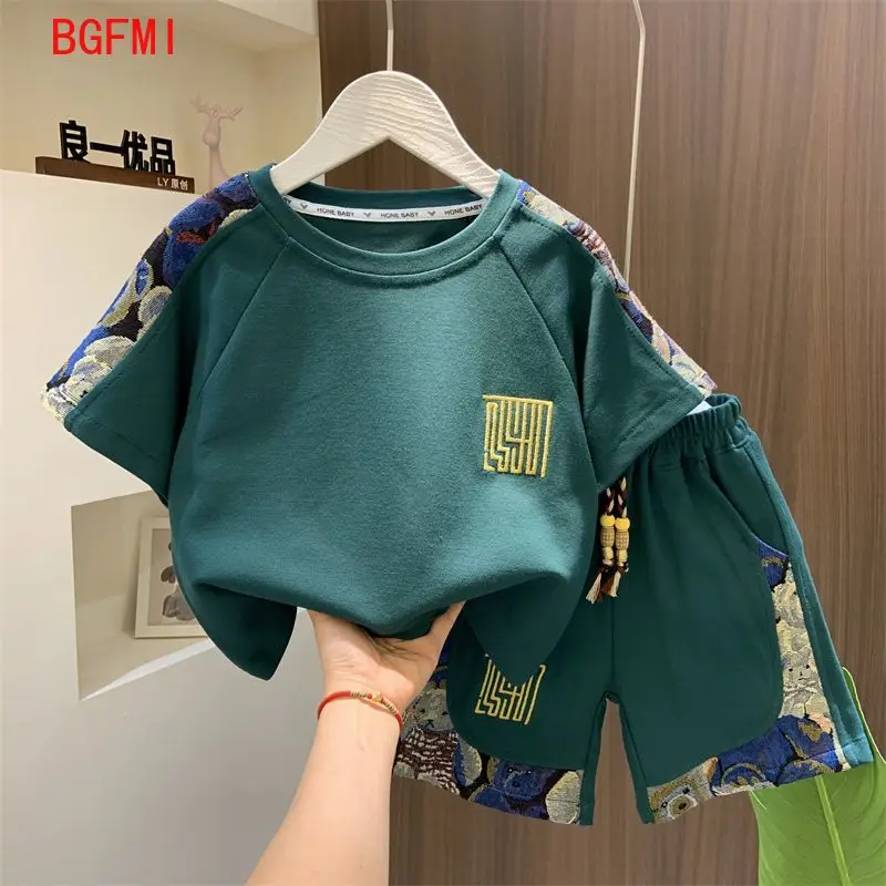 Korean Clothes for Children Boys T-shirt Shorts 2-piece Set Summer Cotton Short Sleeve Kids Clothes Sets Baby Tracksuit 2-11Y Kids Clothing Set Kids T Shirt Boys Clothing Set