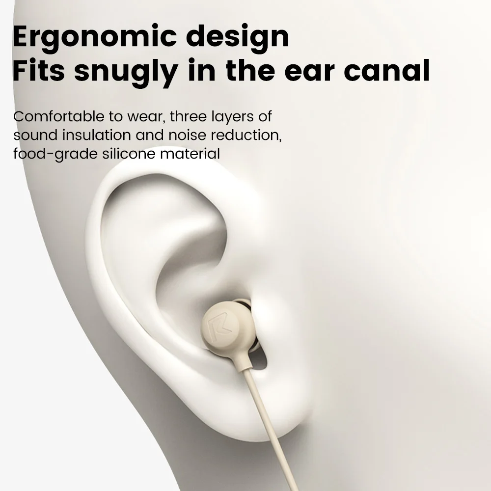 Auricolari cablati a gomito da 3.5mm cuffie per dormire vivavoce In Silicone auricolari audio HiFi cuffie di controllo In linea In-ear con microfono - Image 4