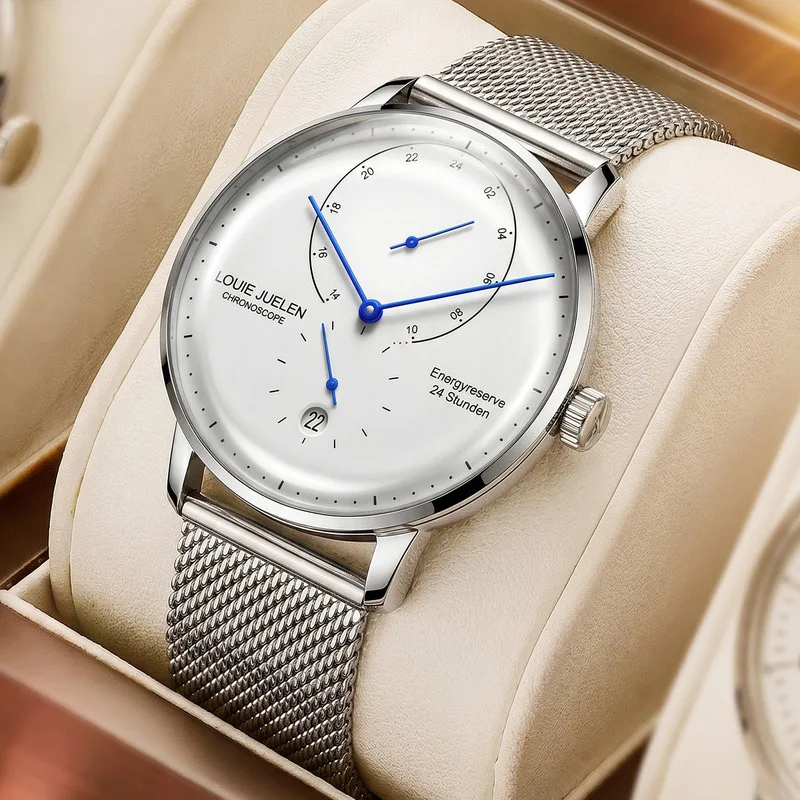 Elegant Waterproof Men's Quartz Watch with Tempered Double-Curved Glass