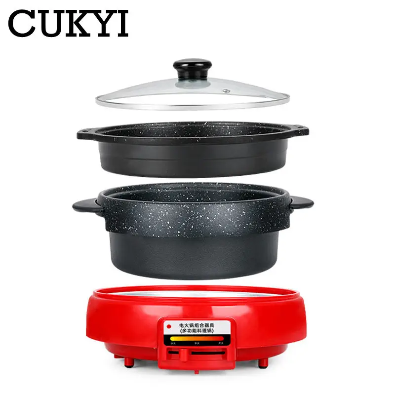 Hotpot Barbecue Pan 2 in 1 Multicooker Maifan Stone Grill Machine  Multifunctional Generic Heating Base Detachable Washable Pot 4