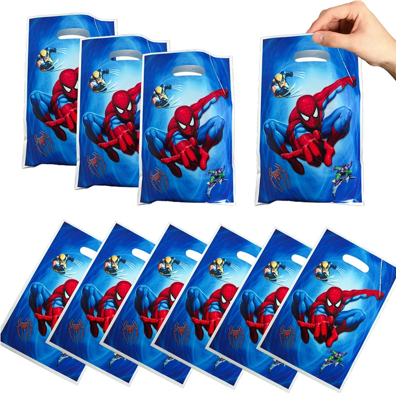 30pcs Spiderman Gift Bags with Handles Spider Printed Baby Shower Kids Boys Spider Hero Theme Birthday Party Favors Bags Decor