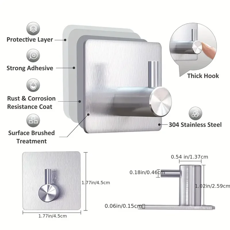 7/6pcs Wall mounted heavy-duty wall hook, waterproof stainless steel hook, suitable for hanging towel racks and bathrooms