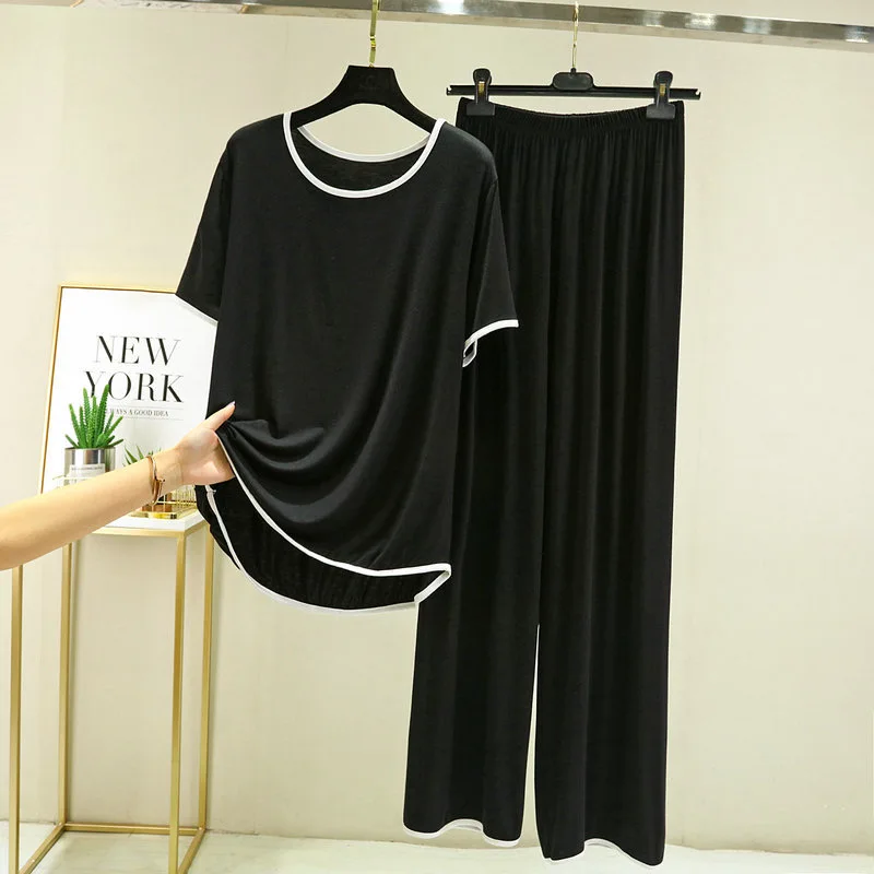 Fdfklak Cotton Pajamas For Sleep Women's Summer Two-piece Suit Outside Short-sleeved Trousers Loose Sleepwear pizama damska XXL