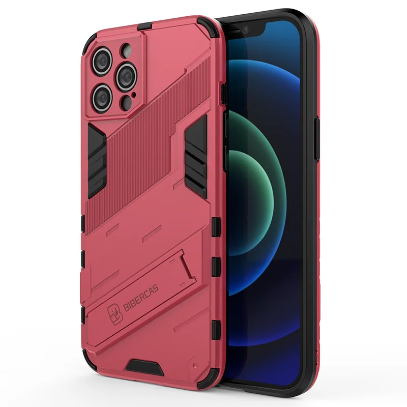 Armor Matte Shockproof Phone Case with Holder - Soft TPU + Hard PC