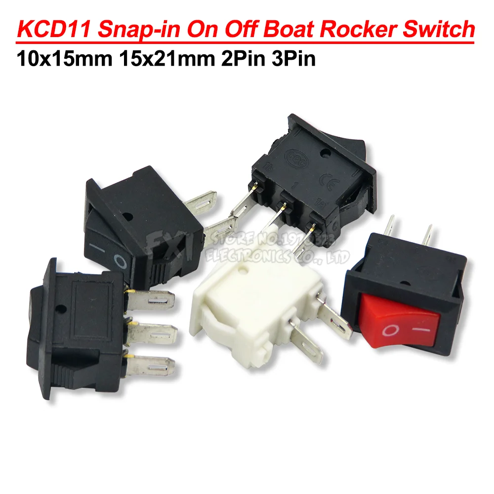 Фото 10 шт. кнопочный переключатель 10x15 мм SPST 2Pin 3pin 3A 250V KCD11 оснастка вкл. Выкл. Кулисный переключатель 10 мм * 15 мм черный красный белый №1