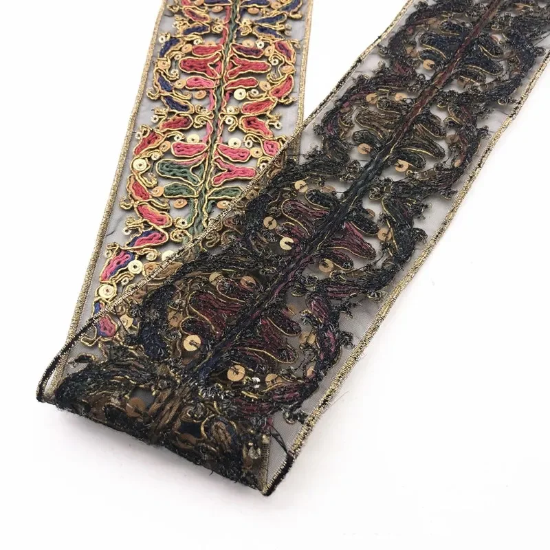 Lace Ribbon Lace Sewing Supplies Lace Sewing Accessories 1 Yards Flower Embroidery Lace Trim Sequined Ethnic Ribbon DIY Sewing Supplies for Clothes Dress Designer Fabric