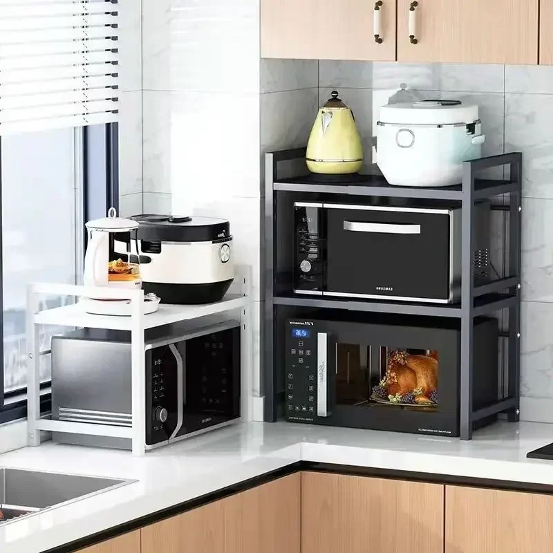 Scalable Microwave Oven Shelf Kitchen Countertop Oven Rack Detachable Seasoning Storage Rack Metal Holder Storage Furniture