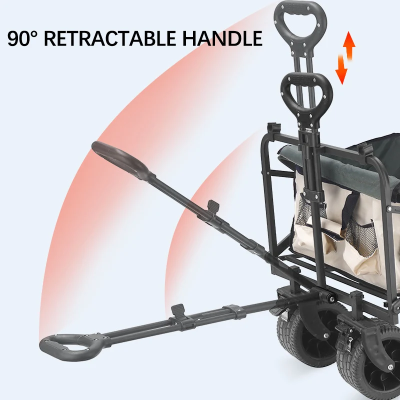 200KG All Terrain Camping Wagon Folding Beach Cart With Wheels Portable Ultralight Trolley Shopping Pushcart Outdoor Picnic Beac