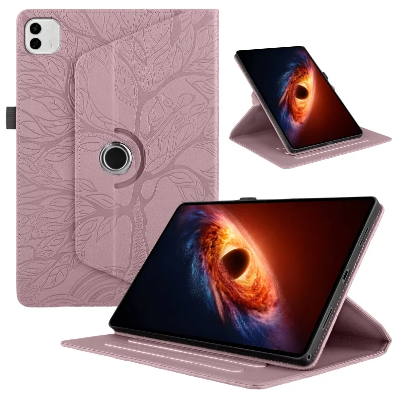 Embossed 360 Rotating PU Leather Tablet Case Cover