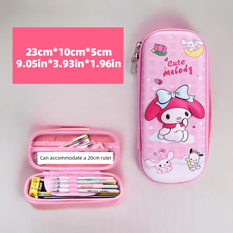 مقلمة Cinnamoroll & Kuromi، مادة PU متينة، صندوق ق...