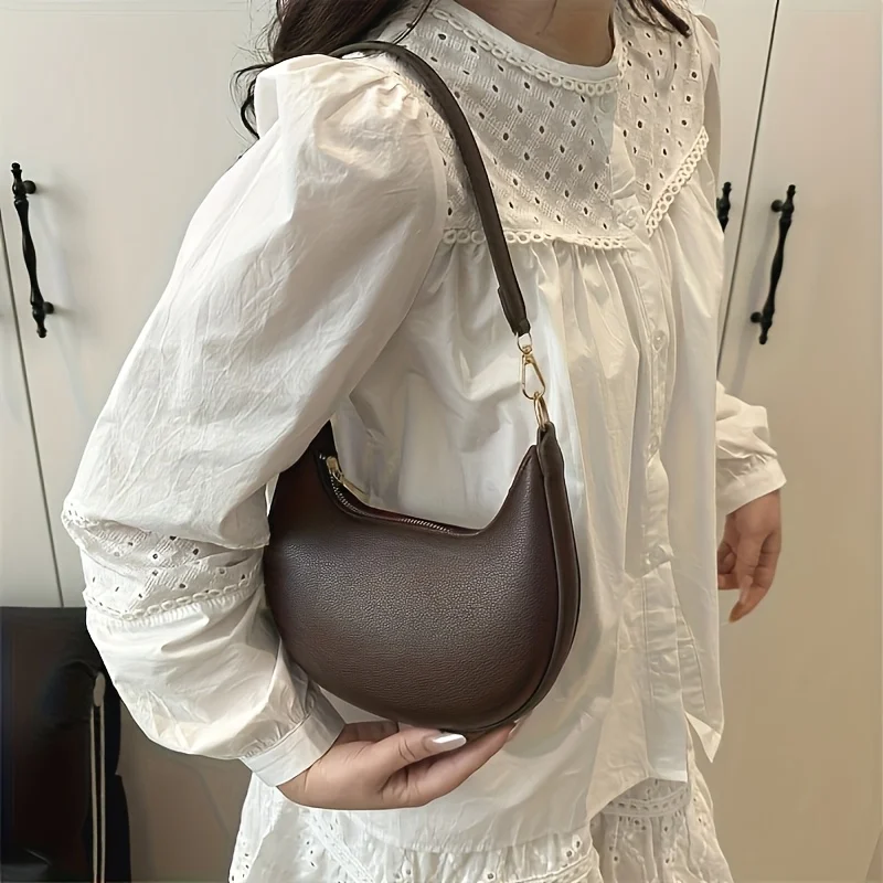 Women'S Handbag Luxurious Crescent Shaped Crossbody Bag with Detachable Adjustable Shoulder Strap for Casual Or Formal Occasions