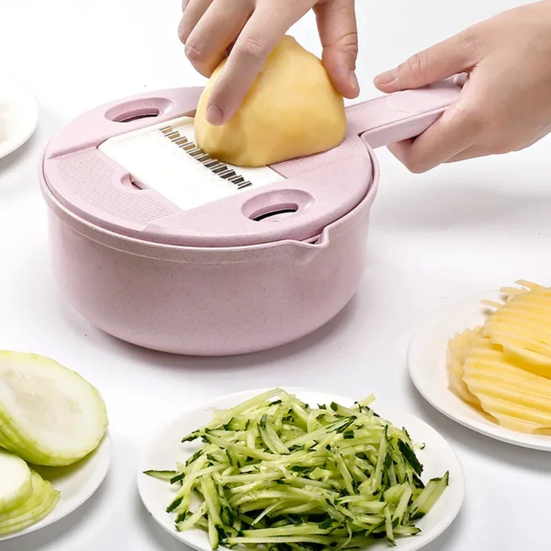 12In1 Multi-Function Vegetable Cutter Chopper Carrots Potatoes Manually Cut Shred Slicer Radish Grater Multislicer Kitchen Tools