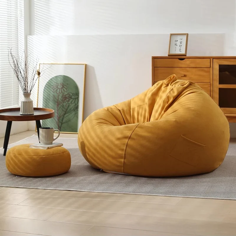 

Corner Modern Bedroom Bean Bag Living Room Single Filling Yellow Reading Puffs Sofa Dining Curved Puffs Para Sentar Furniture