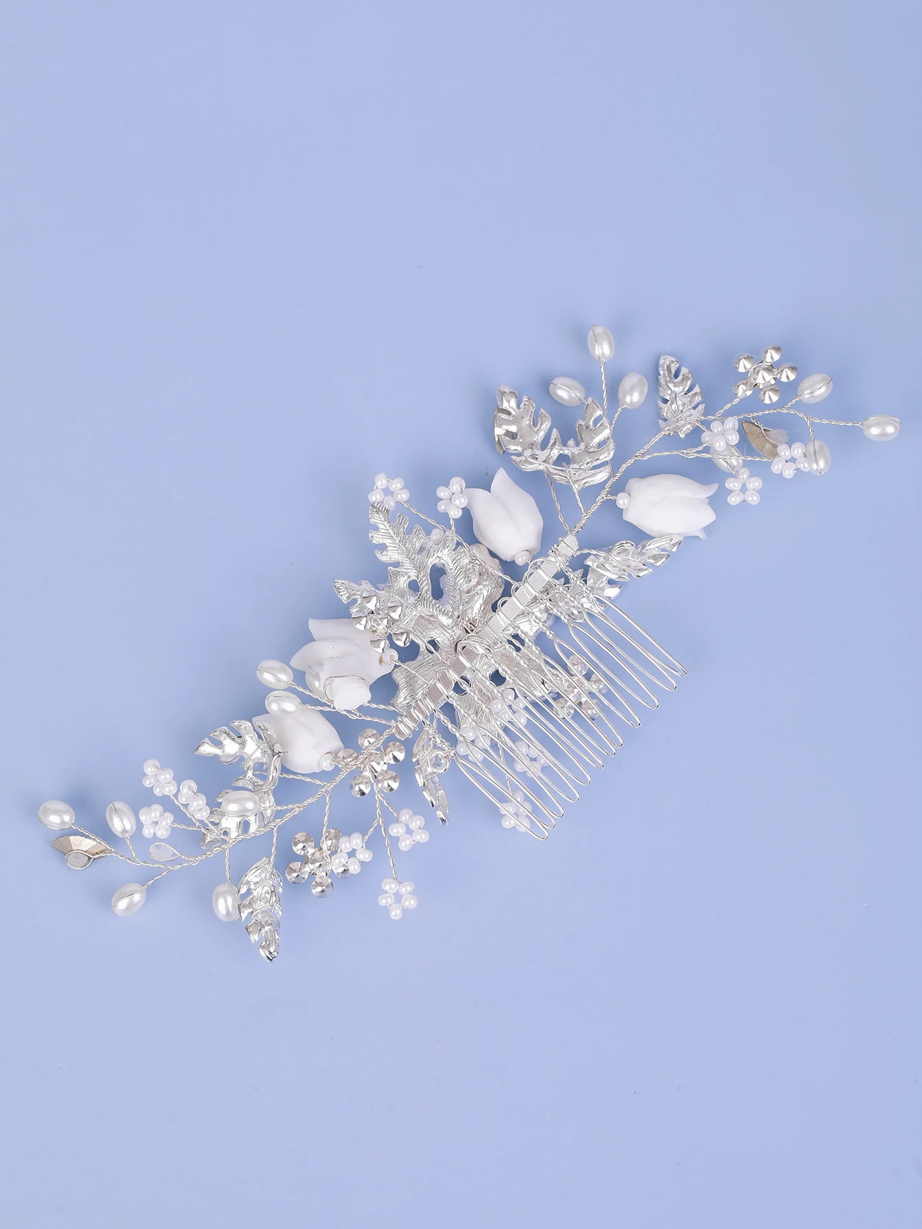 Wedding Hair Accessories Flower Pearls Hair Combs For Women Bride Alloy Leaves Bridal Side Band Fashion Hairband