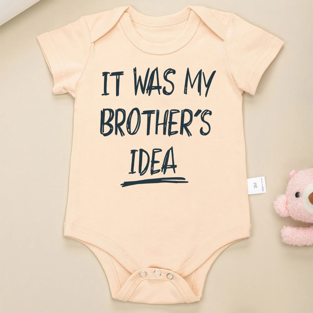 Twin Boy Newborn Bodysuit It Was My Brother's Idea Funny Print Baby Matching Clothes Cotton Onesie High Quality Fabric Comfy 2