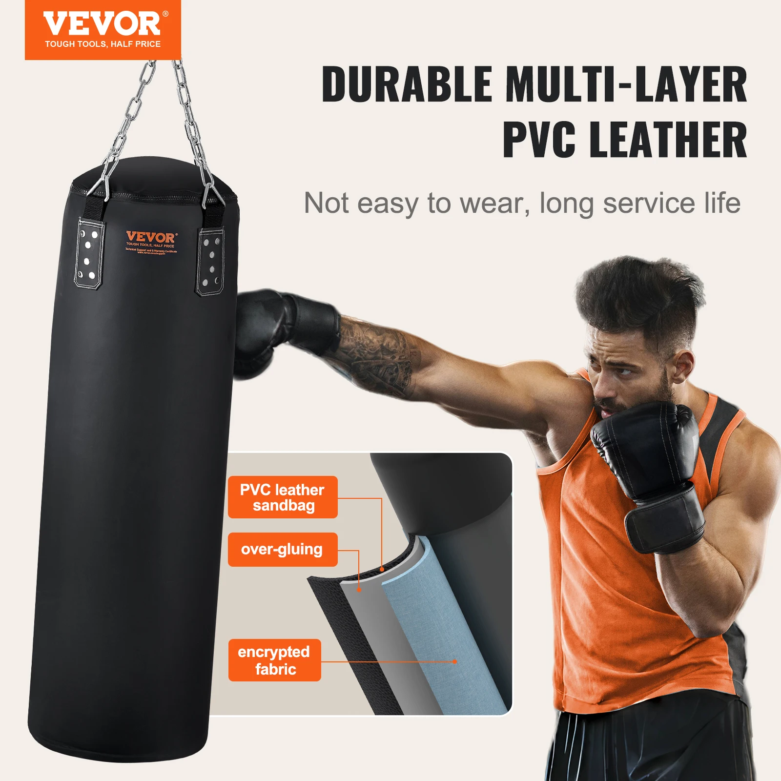 PVC Leather Hanging Boxing Bag for MMA Karate Training