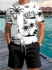 2 Piece Summer Casual Everyday Men's Short Sleeve Shorts Set Hawaiian Print Men's T-shirt Outdoor Sports Men's Beach Shorts 4