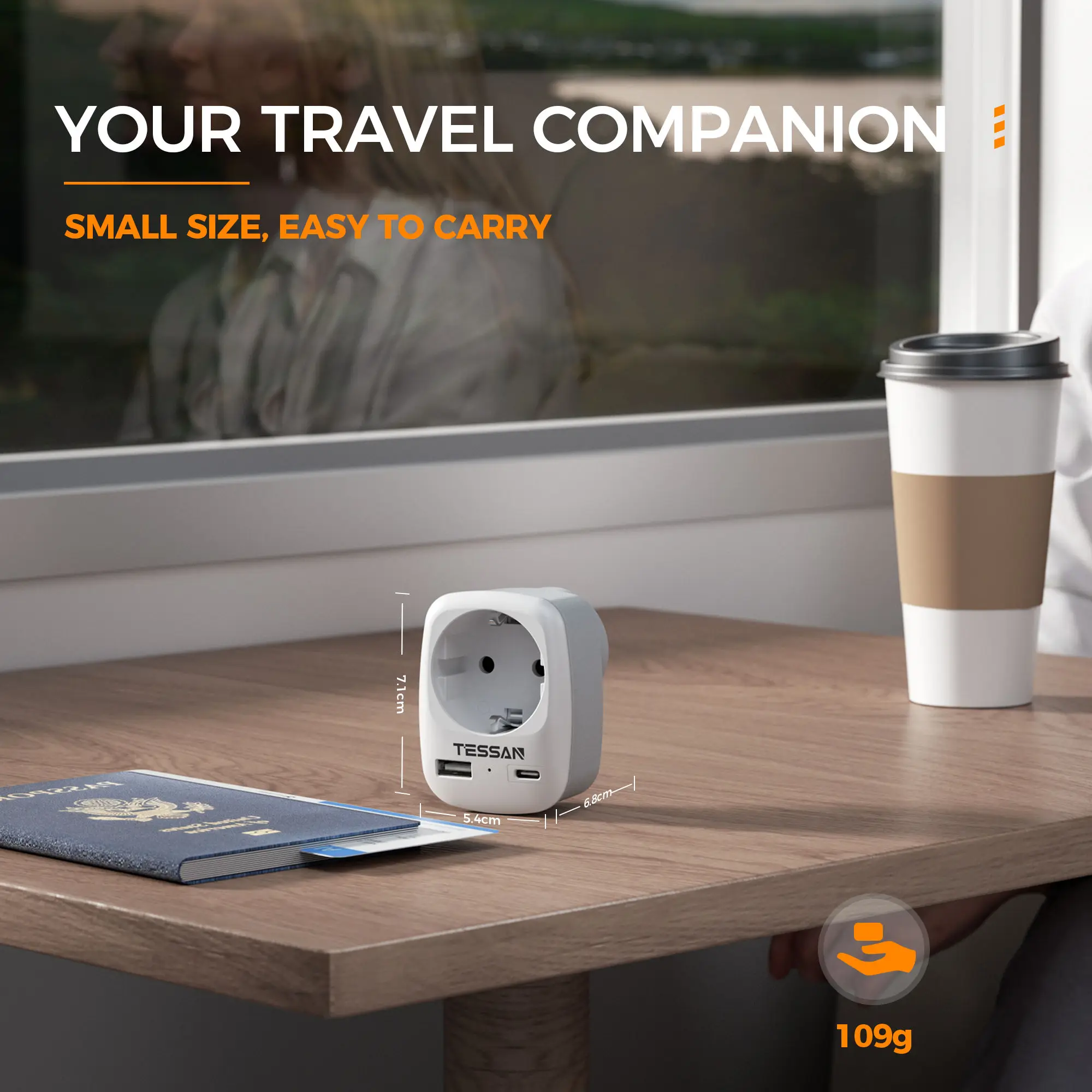 Plug Adapter Power Plug Adapter TESSAN Travel Adapter USA with 1 USB +1 Type C EU to US Adapter USA Socket Adapter for Thailand Canada Travel Plug Type B