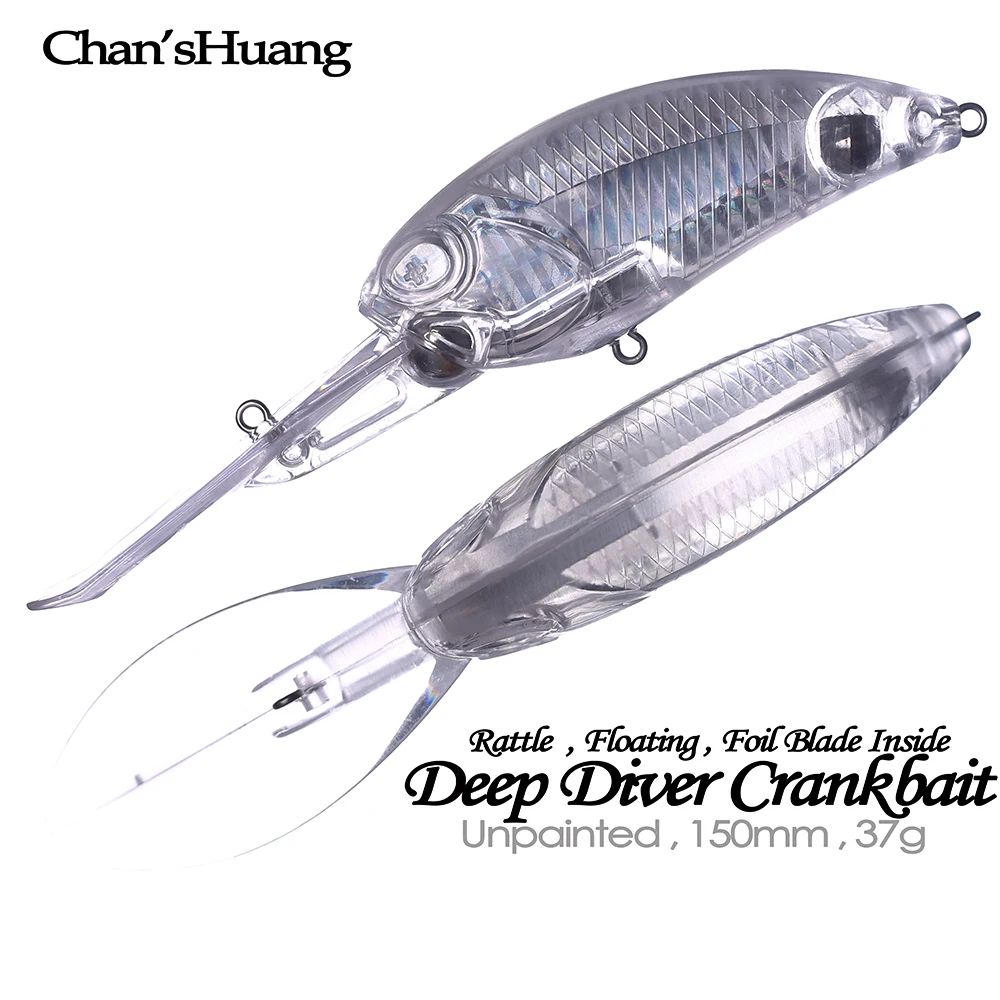 ChansHuang10PCSUnpaintedBlanksBaitRattleDeepDiverCrankbait