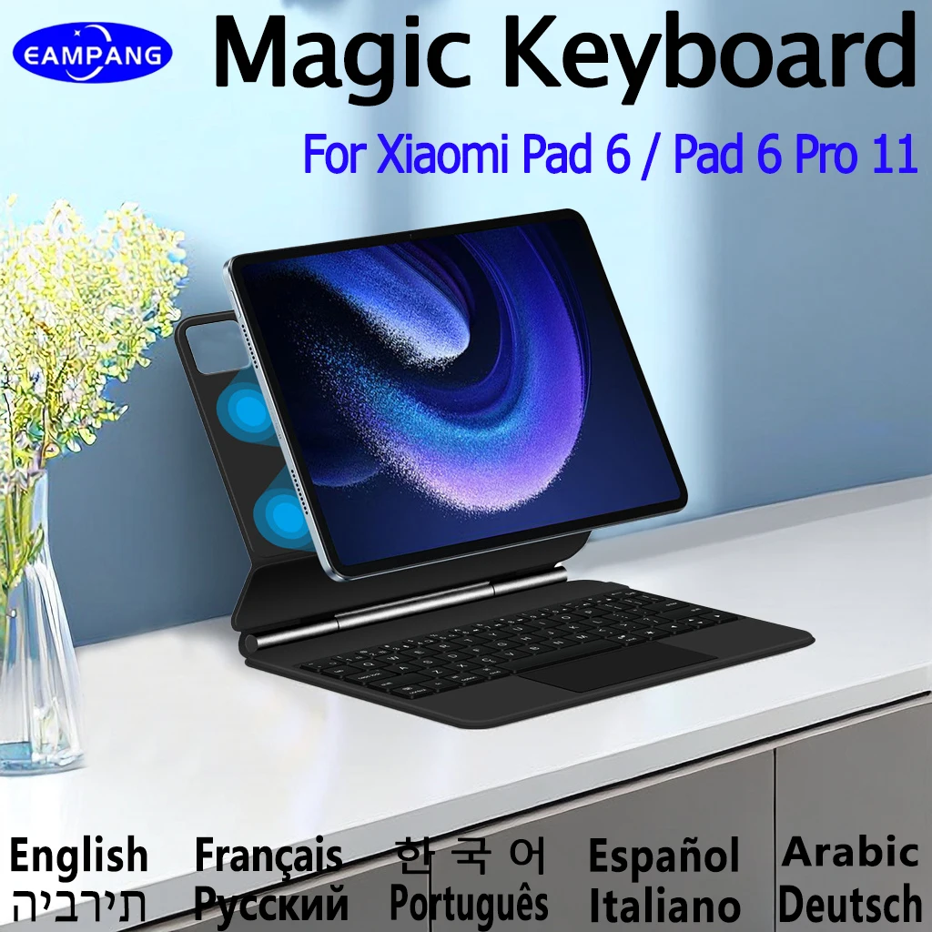 

Magic Keyboard for Xiaomi Pad 6 Pro 11 2023 Mipad 6 Mipad6 Russian Korean Spanish AZERT German Hebrew Arabic Magic Keyboard Case