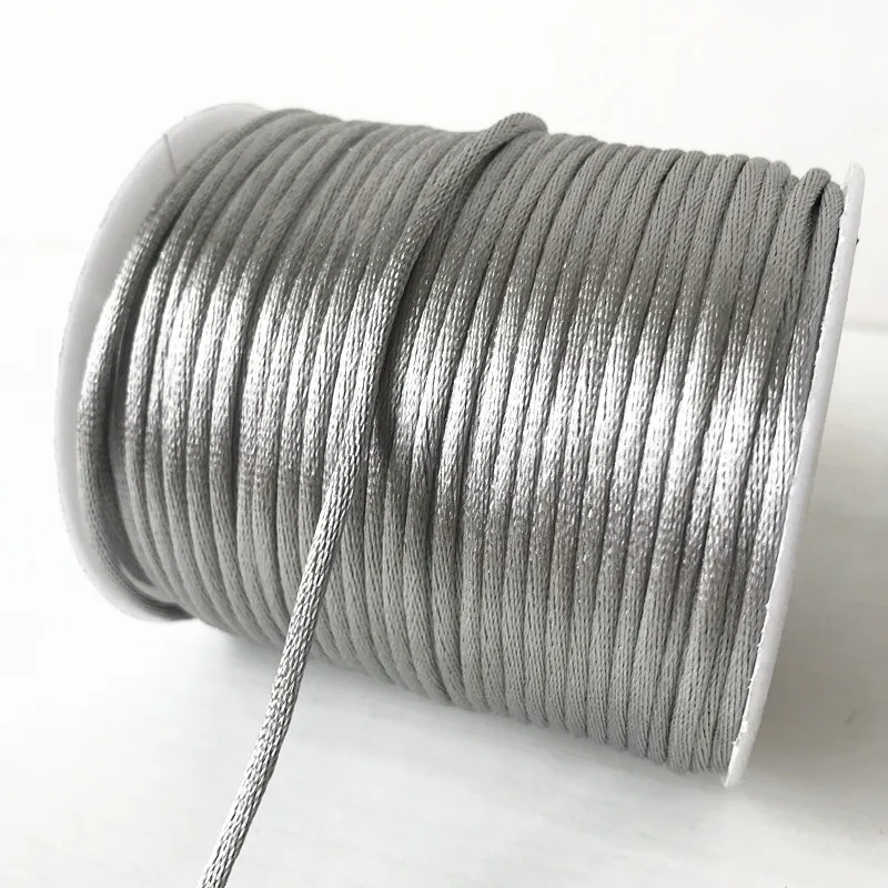 

100M/Roll Strong Braided Macrame Silk Satin Nylon Cord Rope For DIY Making Findings Beading Round Thread Wire Woven Bracelet 2mm