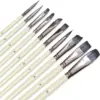 10 Pack Paint Brushes Set for Art Acrylic Gouache Oil Watercolor Artist Canvas Synthetic Nylon Tips 3