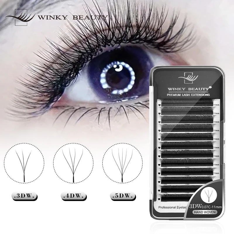 3D 4D 5D W shaped Eyelash Extension Natural Soft False Eyelashes Synthetic Mink Individual 8-15mm Mix High-Quality Fake Lashes