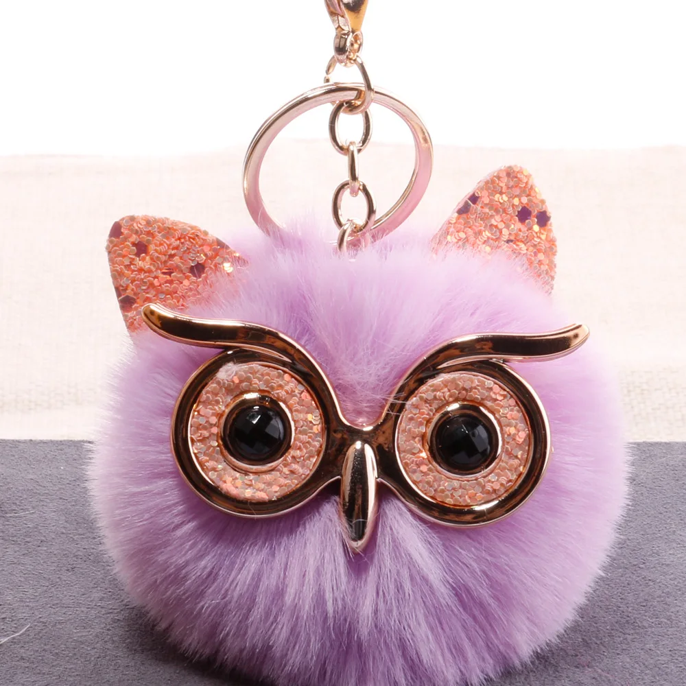 Große Augen Eule Pompon Schlüssel bund flauschige gefälschte Kaninchen Fell  Ball Eule Frauen Tasche Anhänger Schmuck Zubehör Plüsch Schlüssel bund  Kawaii Spielzeug - AliExpress, image size:1000x1000