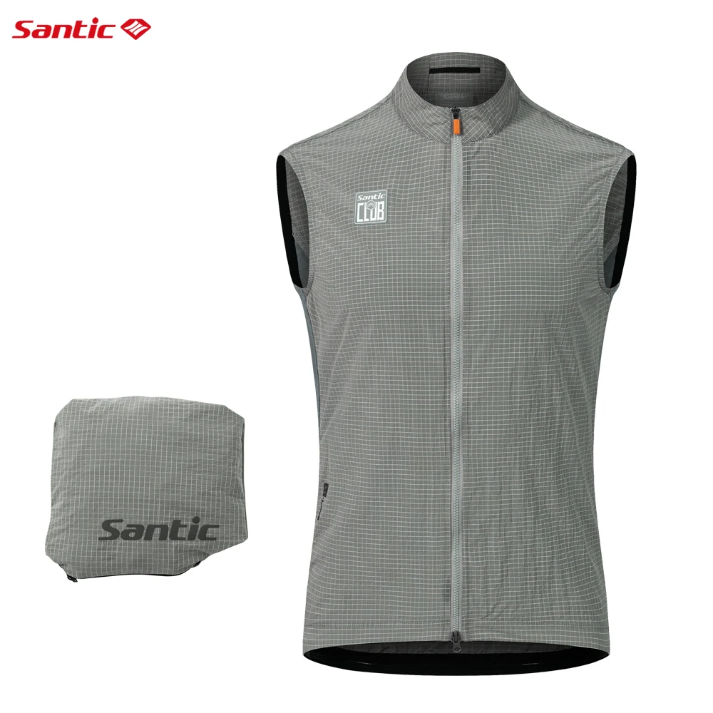 Men Cycling Vest Windproof Lightweight Cycling Vest Sleeveless Clothes for Men and Women Santic WZ24C07048