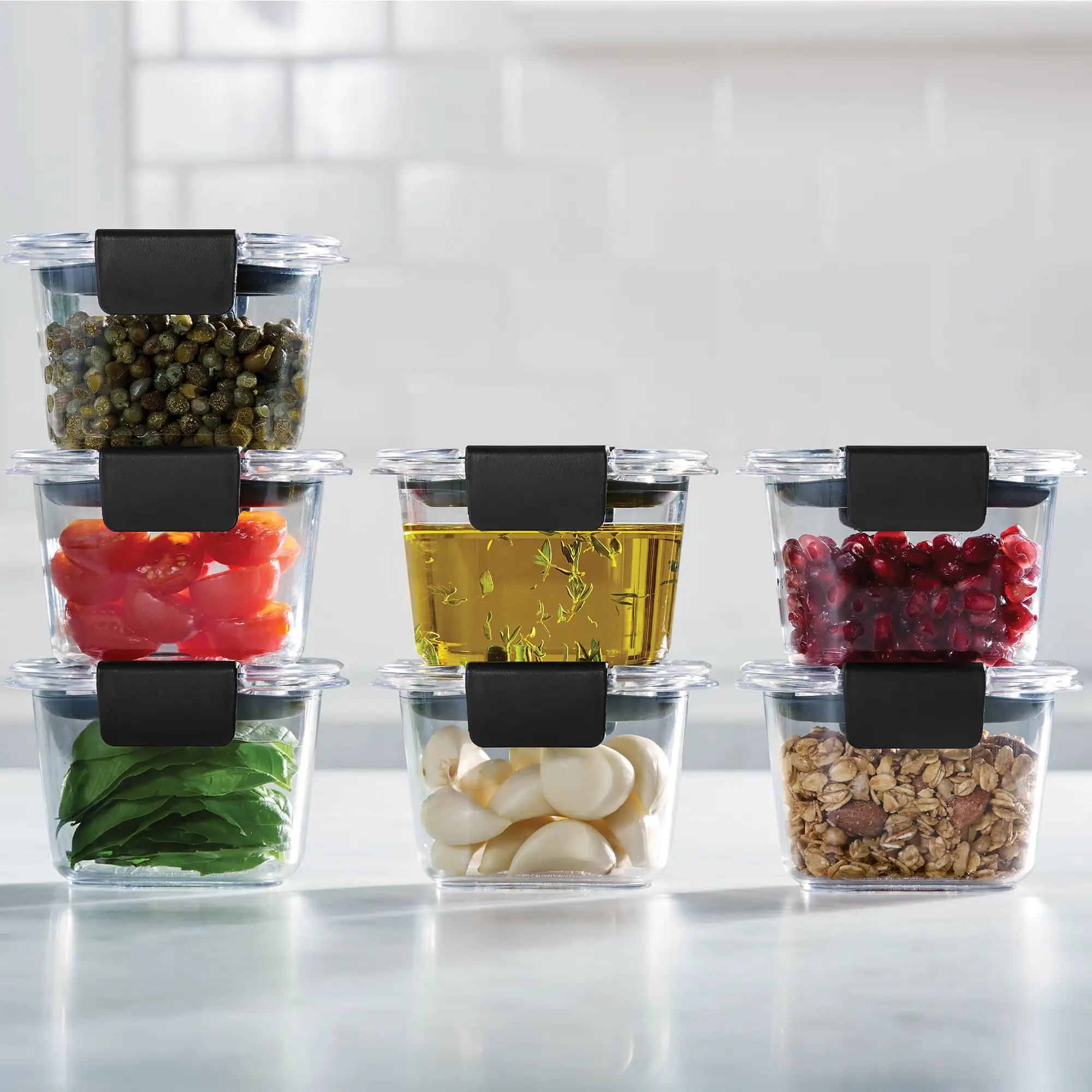 Rubbermaid Brilliance Glass Set of 4 Food Storage Containes with Latching  Lids, 3.2 Cups kitchen organizer - AliExpress