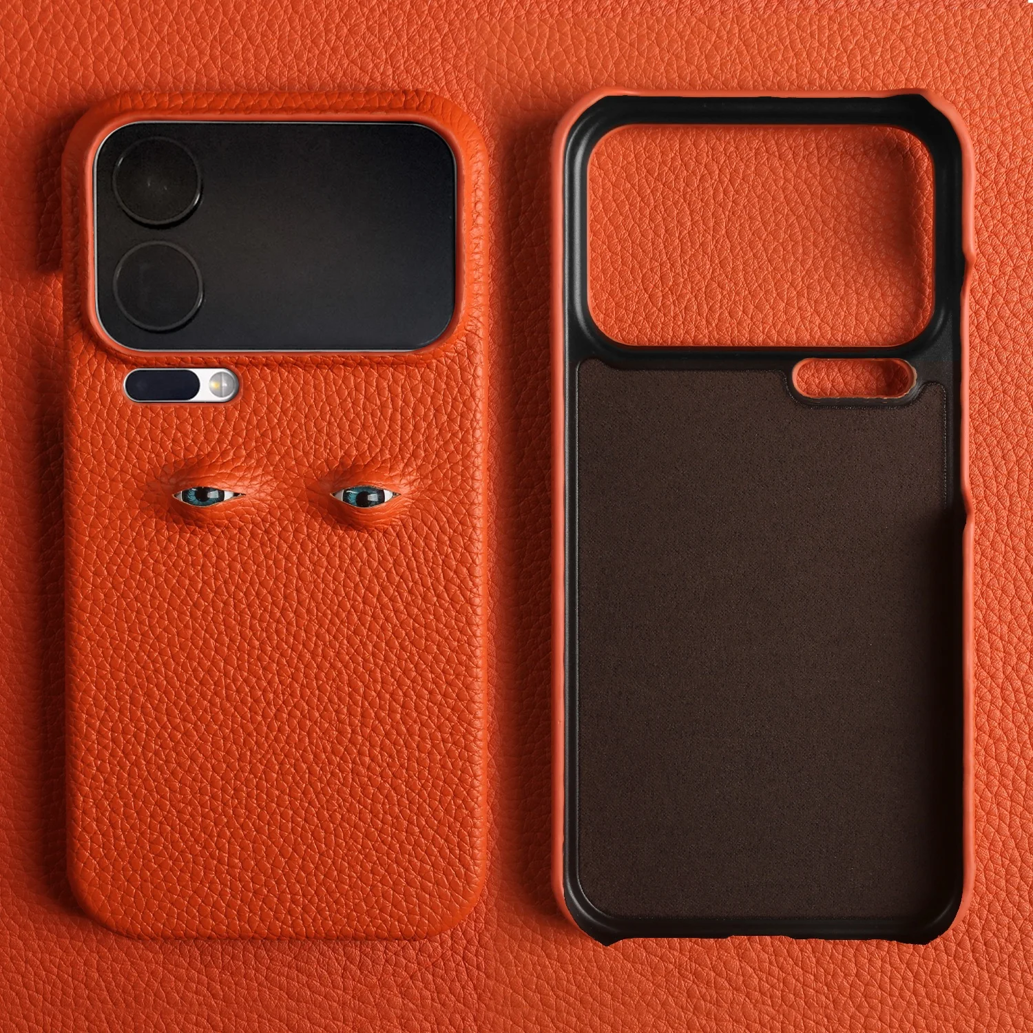 Unique Eye Design Genuine Leather Phone Shell - Personal Back Protective Case