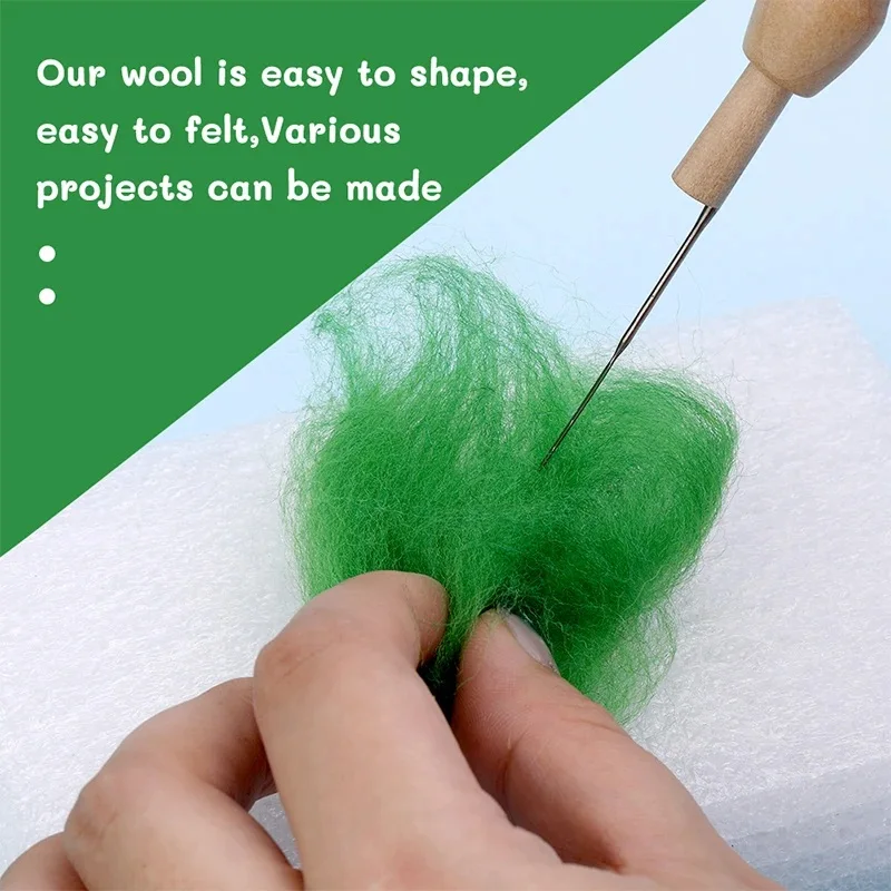 MIUSIE 250g Multicolor Felting Wool Fiber Soft Felt Weaving With Storage Box For Animal Projects Felting Wool for Needlework needle felting wool wool felting kit
