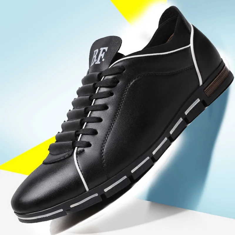 Spring Autumn Men Casual Sneakers Fashion Solid Leather Shoes Formal Business Sport Flat Round Toe Light Breathable mens shoes